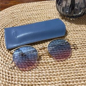 Eyepetizer Gradient Gold Frame Sunglasses with Blue Case Made in Italy